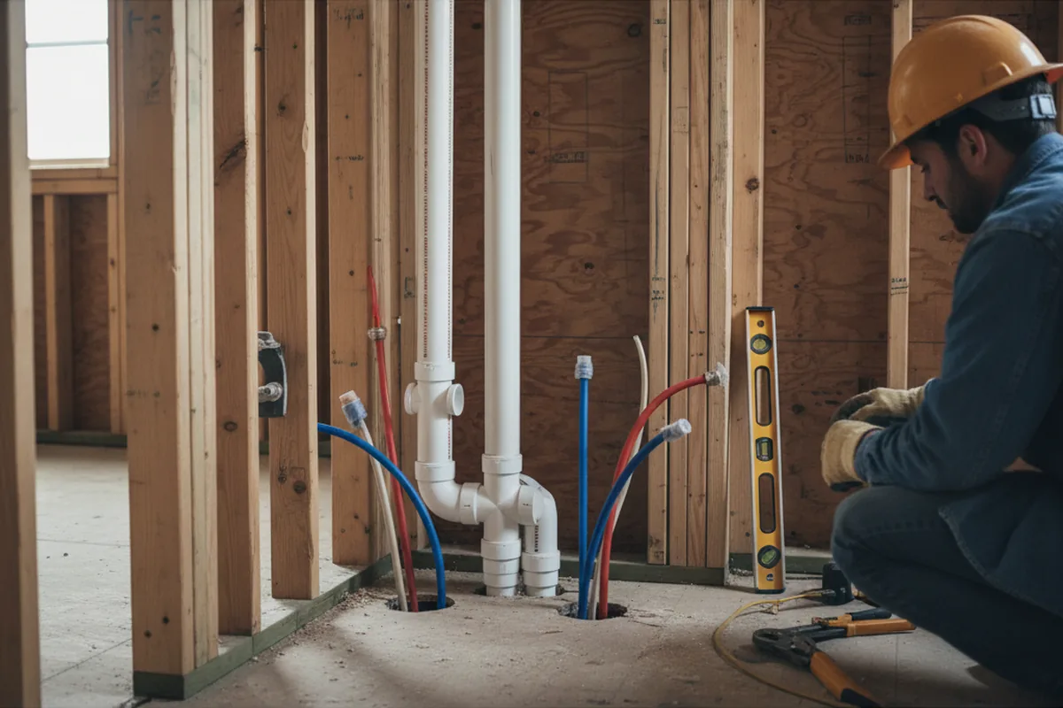 Drain and supply rough-in during Garbage Disposal Repair in Mount Marion